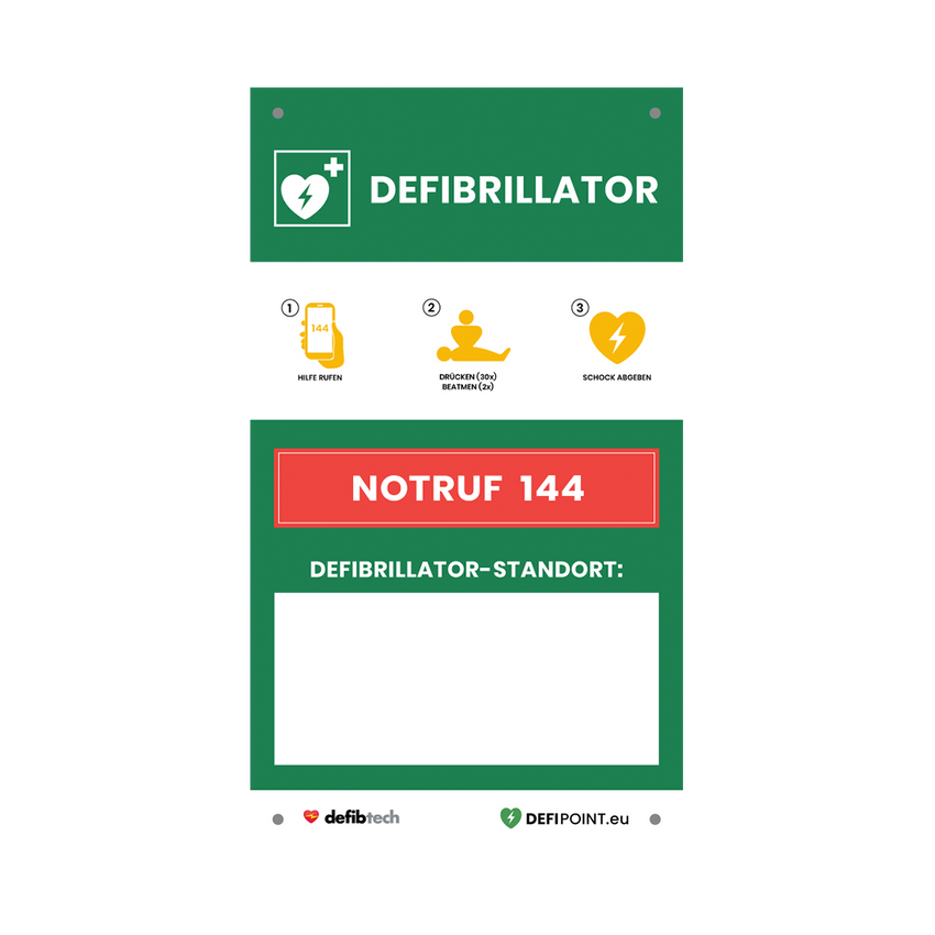 Defibrillator Notfalltafel zur Standortangabe